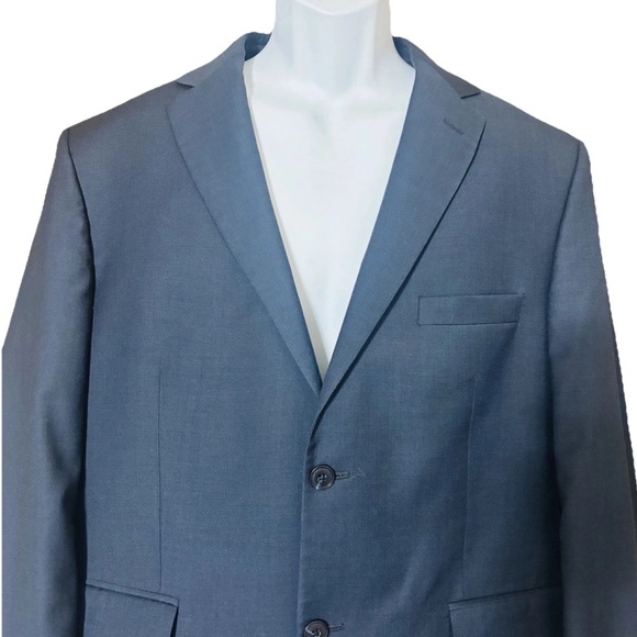 Jos. A. Bank Traveler Blazer Mens 44S Blue Gray Wool Tailored Fit Two-Button - Picture 2 of 12